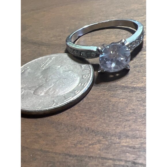 Sparkly 1 carat Engagement Ring Platinum White Gold Silver Tone Prong Set SZ 9.7 - Picture 5 of 15